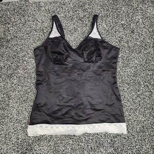 Ruby Ribbon Black Tank Top White Lace Slimming Tummy Control Size 46 Style #3055